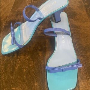 ENZO ANGIOLINI Teal & Blue Leather Sandals Sz 7 1/2
